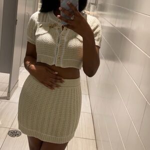 Two Piece Cardgian Top & Skirt